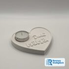 Herz aus Gips mit Schrift Danke Mama und Teelicht – dekoratives Geschenk von Ronnys Gießglück