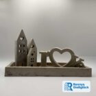 Home Love Deko Set aus Beton in Grau mit eckigem Teller Häusern und Schriftzug – handgemachte Deko von Ronnys Gießglück