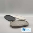 Kleine ovale Teller 17,5 cm aus Gips und Beton in Weiß, Grau und Anthrazit – handgemachte Deko