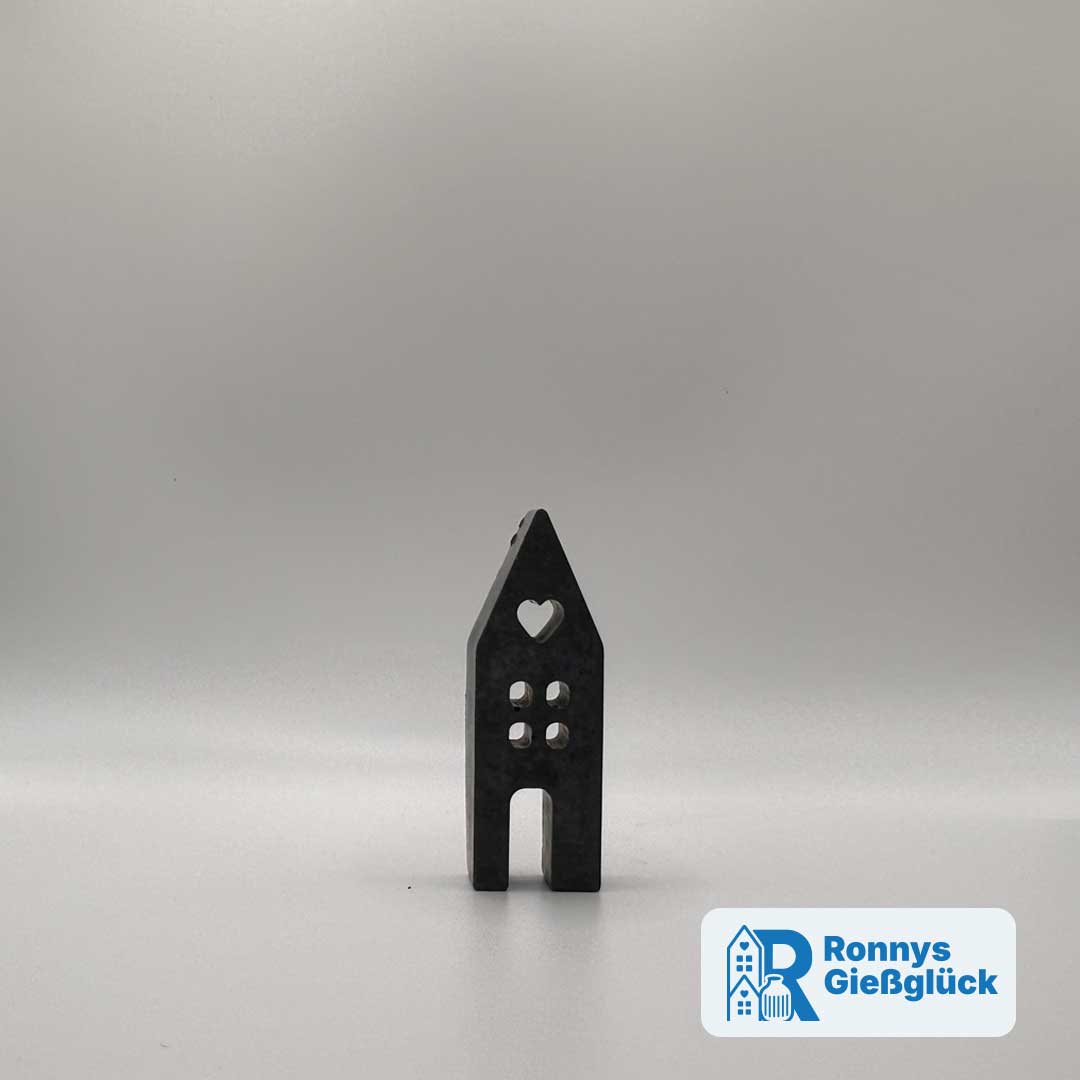 Kleines Deko Haus aus Beton in Anthrazit – 9 cm hoch, handgefertigt von Ronnys Gießglück