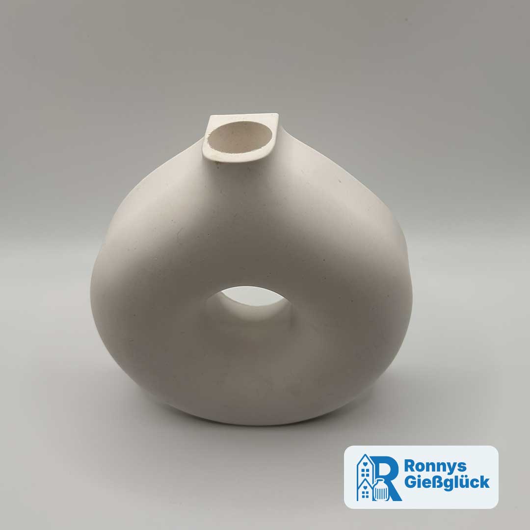 Donut Vase Gips Detailansicht handgemachte Deko Vase modern Ronnys Gießglück