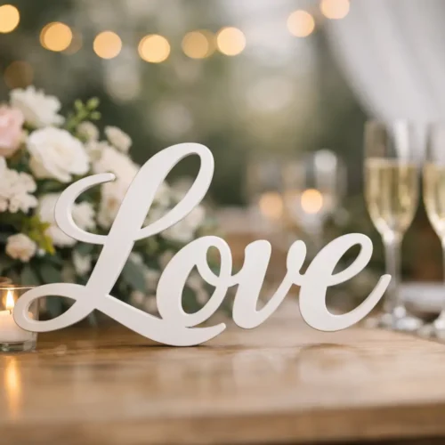 Love Schriftzug Hochzeit Deko stilvoll einsetzen