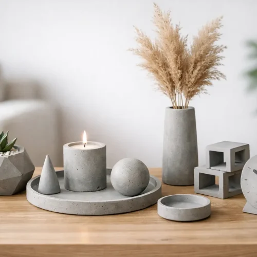 Minimalistische Wohnaccessoires aus Beton